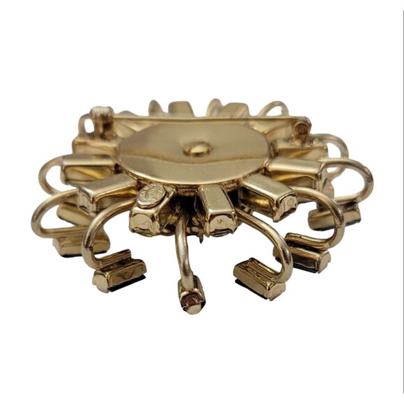 Kramer NY Gold Tone Blue Jonquil Prong Rhinestone Dimensional Starburst Pin K307 - Picture 11 of 14